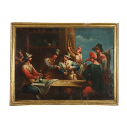 Tavern Scene Central European School Oil On Canvas 18th Century