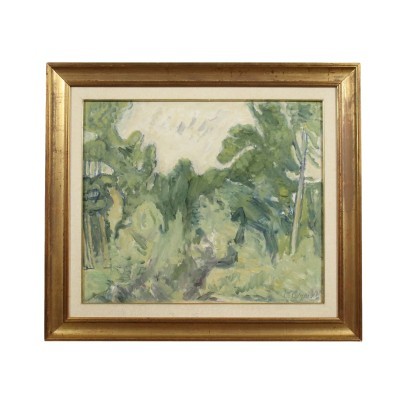 arte, arte italiana, pittura novecento italiana,Cristoforo De Amicis,Mattino d'agosto gli alberi,Cristoforo De Amicis
