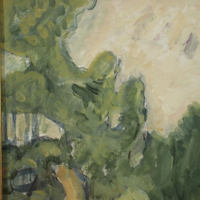 arte, arte italiana, pittura novecento italiana,Cristoforo De Amicis,Mattino d'agosto gli alberi,Cristoforo De Amicis