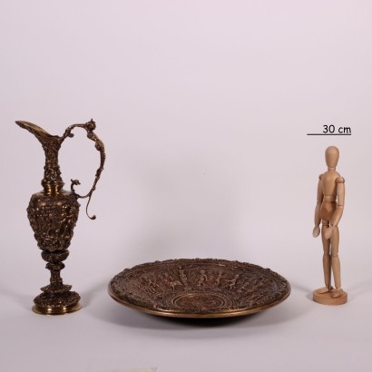 antiguo, bronce, bronces antiguos, bronce antiguo, bronce italiano antiguo, bronce antiguo, bronce neoclásico, bronce del siglo XIX, placa con jarra de bronce