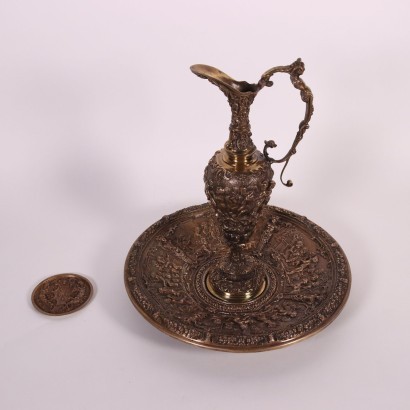 antiguo, bronce, bronces antiguos, bronce antiguo, bronce italiano antiguo, bronce antiguo, bronce neoclásico, bronce del siglo XIX, placa con jarra de bronce