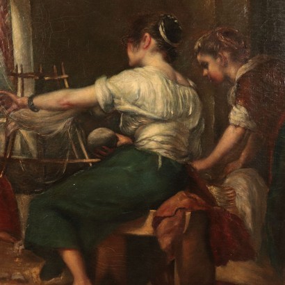 arte, arte italiana, pittura ottocento italiana,Le Filatrici La favola di Aracne,Le Filatrici (La favola di Aracne)