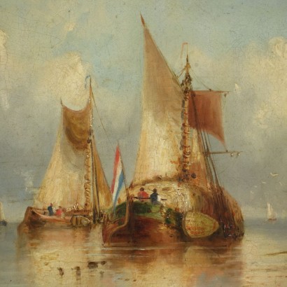 art, Italian art, Italian nineteenth century painting, Charles John De Lacy, Dutch ships, Charles John De Lacy
