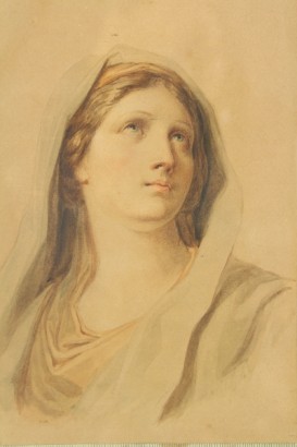 pittura antica, XVIII secolo, XIX secolo, volto di maria, acquarelli antichi