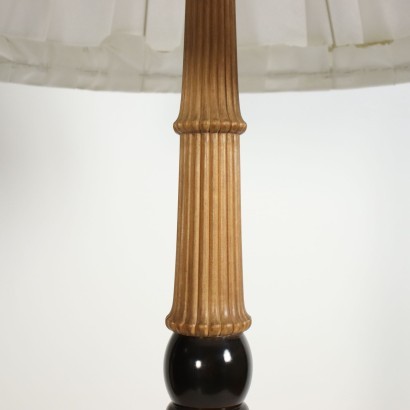 Lampadaire Bois Noirci Marbre - Italie XX Siècle.