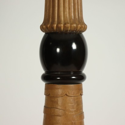 Lampadaire Bois Noirci Marbre - Italie XX Siècle.