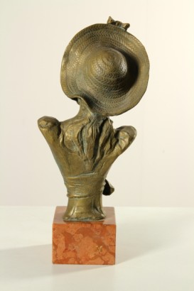 oggettistica, antiquariato, bronzo, inizi 900, busto di fanciulla