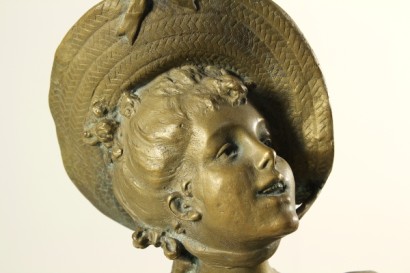 oggettistica, antiquariato, bronzo, inizi 900, busto di fanciulla