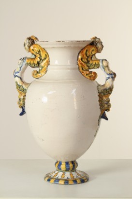 oggettistica, antiquariato, vaso biansato, ceramica, maiolica