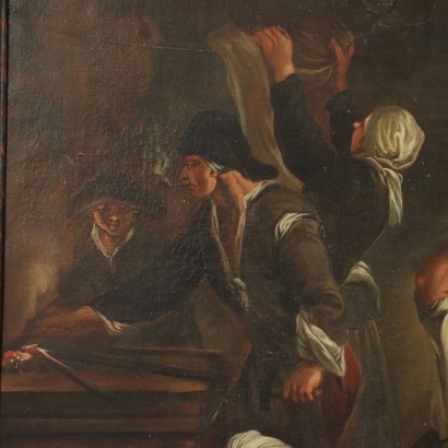 arte, arte italiana, pittura antica italiana,Paesaggio con Figure e Cavalieri