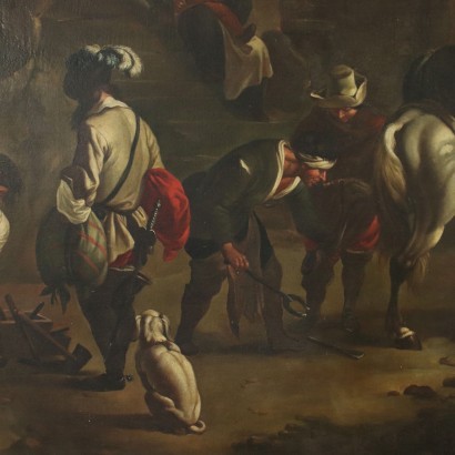 arte, arte italiana, pittura antica italiana,Paesaggio con Figure e Cavalieri