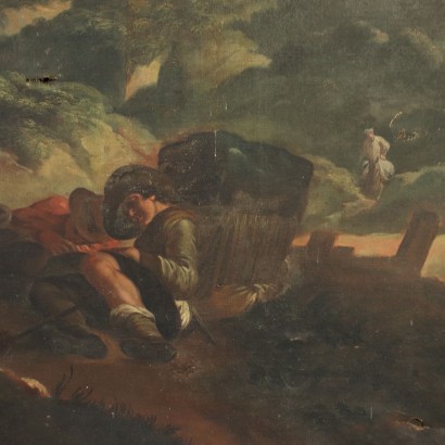 arte, arte italiana, pittura antica italiana,Paesaggio con Figure e Cavalieri