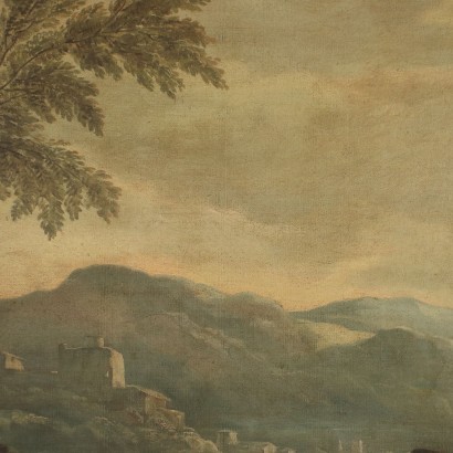 arte, arte italiana, pittura antica italiana,Paesaggio con Figure e Cavalieri