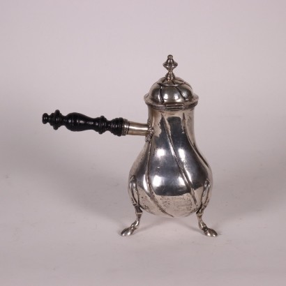 antiquariato, oggettistica, antiquariato oggettistica, oggettistica antica, oggettistica antica italiana, oggettistica di antiquariato, oggettistica neoclassico, oggettistica del 800,Cioccolatiera in Argento Lombardo Veneto%2