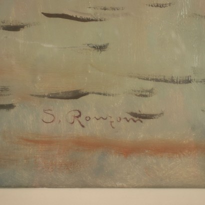 Harbour Glimpse Oil on Canvas 20th Century