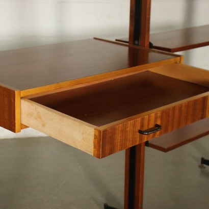 Bookcase Mahogany Veneer Wood Metal Italy 1960s