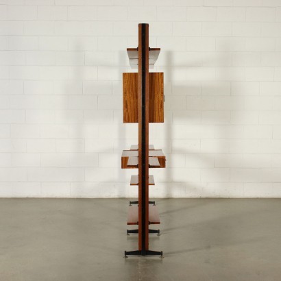 Bookcase Mahogany Veneer Wood Metal Italy 1960s