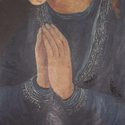 Praying Madonna Oil on Canvas Italy 20th Century