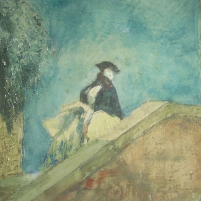 R. Paoletti Huile sur Contreplaqué Italie XX Siècle