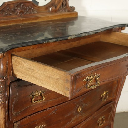 antiquariato, cassettone, antiquariato cassettone, cassettone antico, cassettone antico italiano, cassettone di antiquariato, cassettone neoclassica, cassettone del 800, comò, antiquariato comò, comò antico, comò antico italiano, comò di antiquariato, comò neoclassica, comò del 800,Comò con Specchiera in Stile Barocc