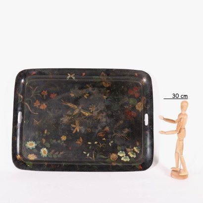 antiguo, bandeja, bandejas antiguas, bandeja antigua, bandeja italiana antigua, bandeja antigua, bandeja neoclásica, bandeja del siglo XIX, bandeja de metal decorada