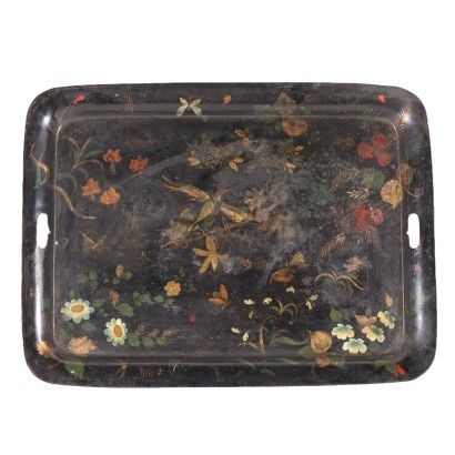 antiguo, bandeja, bandejas antiguas, bandeja antigua, bandeja italiana antigua, bandeja antigua, bandeja neoclásica, bandeja del siglo XIX, bandeja de metal decorada