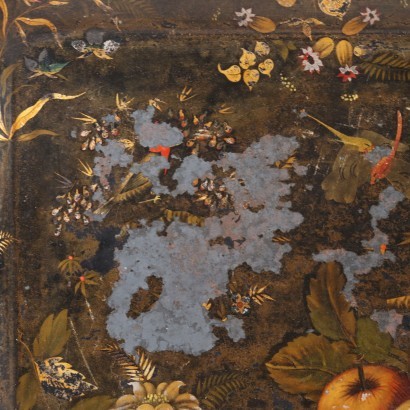 antiquariato, vassoio, antiquariato vassoi, vassoio antico, vassoio antico italiano, vassoio di antiquariato, vassoio neoclassico, vassoio del 800,Grande Vassoio in Metallo Laccato