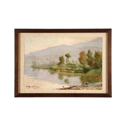 Achille Beltrame, Vista del lago Vare desde Oltrona, Achille Beltrame, Achille Beltrame, Vistazo del lago Varese desde Oltrona, Achille Beltrame, Achille Beltrame