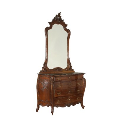 antiquariato, cassettone, antiquariato cassettone, cassettone antico, cassettone antico italiano, cassettone di antiquariato, cassettone neoclassica, cassettone del 800, comò, antiquariato comò, comò antico, comò antico italiano, comò di antiquariato, comò neoclassica, comò del 800,Comò con Specchiera in Stile Barocc