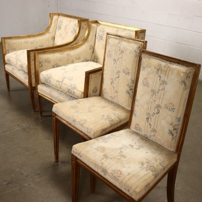 antiquariato, sedia, antiquariato sedie, sedia antica, sedia antica italiana, sedia di antiquariato, sedia neoclassica, sedia del 800,Coppia di Sedie e Poltrone in Stile