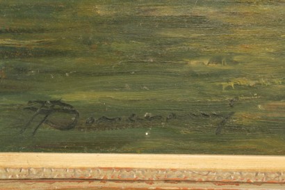 arte del novecento, 900, Arturo Bonanomi (1920), Arturo Bonanomi, lago di como, lezzeno, paesaggio, olio su faesite