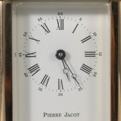 Horloge de Table Pierre Jacot Verre Laiton - France XX Siècle.
