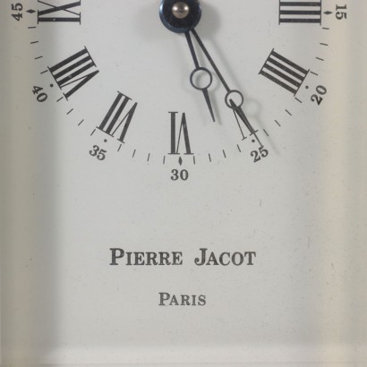 Horloge de Table Pierre Jacot Verre Laiton - France XX Siècle.