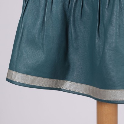 gonna in pelle, gonna vintage, vintage anni 80, vintage italiano,Gonna Corta Vintage in Pelle Verde Pet