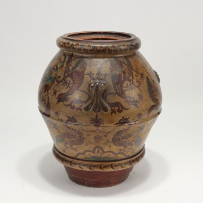 Pot Terre Cuite Man. Ricceri - Italie XIX-XX Siècle