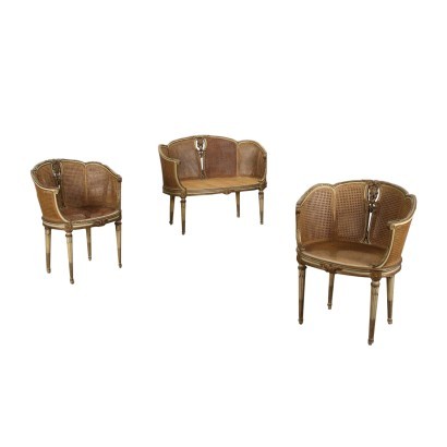 antiquariato, divani, antiquariato divani, divani antichi, divani antichi italiani, divano di antiquariato, divano neoclassico, divano del 800,Coppia di Poltrone e Divanetto in Stil