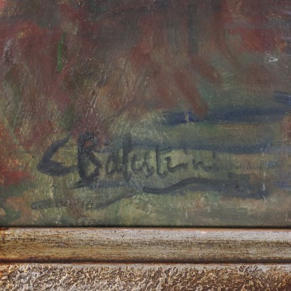 Huile sur Carton par Carlo Balestrini Milan Italie