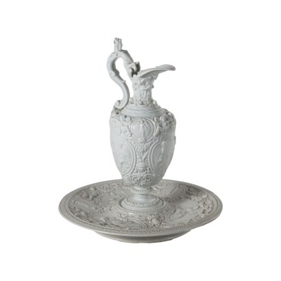 antiquariato, ceramica, antiquariato ceramica, ceramica antica, ceramica antica italiana, ceramica di antiquariato, ceramica neoclassico, ceramica del 800,Versatoio con Piatto Manifattura Ginori