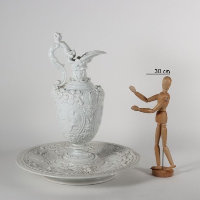 antiquariato, ceramica, antiquariato ceramica, ceramica antica, ceramica antica italiana, ceramica di antiquariato, ceramica neoclassico, ceramica del 800,Versatoio con Piatto Manifattura Ginori