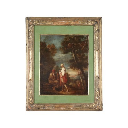 Paysage avec Figures Huile sur Toile Italie XVIII Siècle