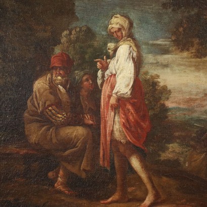 Paysage avec Figures Huile sur Toile Italie XVIII S.