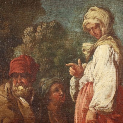 Paysage avec Figures Huile sur Toile Italie XVIII S.