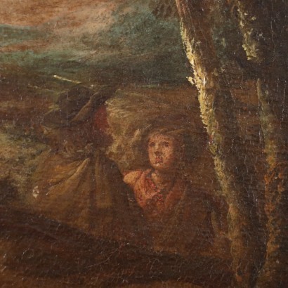 Paysage avec Figures Huile sur Toile Italie XVIII S.