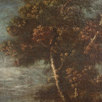 Paysage avec Figures Huile sur Toile Italie XVIII S.