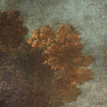 Paysage avec Figures Huile sur Toile Italie XVIII S.