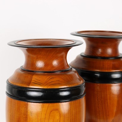 Pair of Vases Cherry Wood Italy XX Century