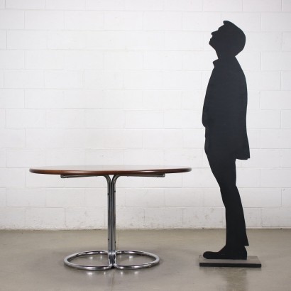 Maia Table par G. Stoppino Placage de Noyer Métal Chromé Italie '60s