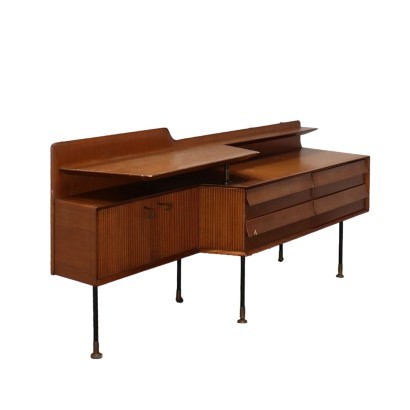 Commode Placage de Teck Métal Laiton Italie Années 60