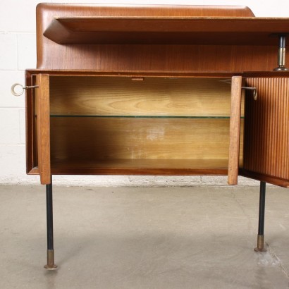 Commode Placage de Teck Métal Laiton Italie Années 60