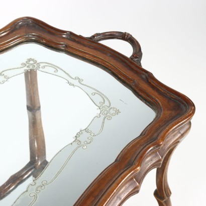 Table Basse Style Rococo Noyer Verre Italie XX Siècle